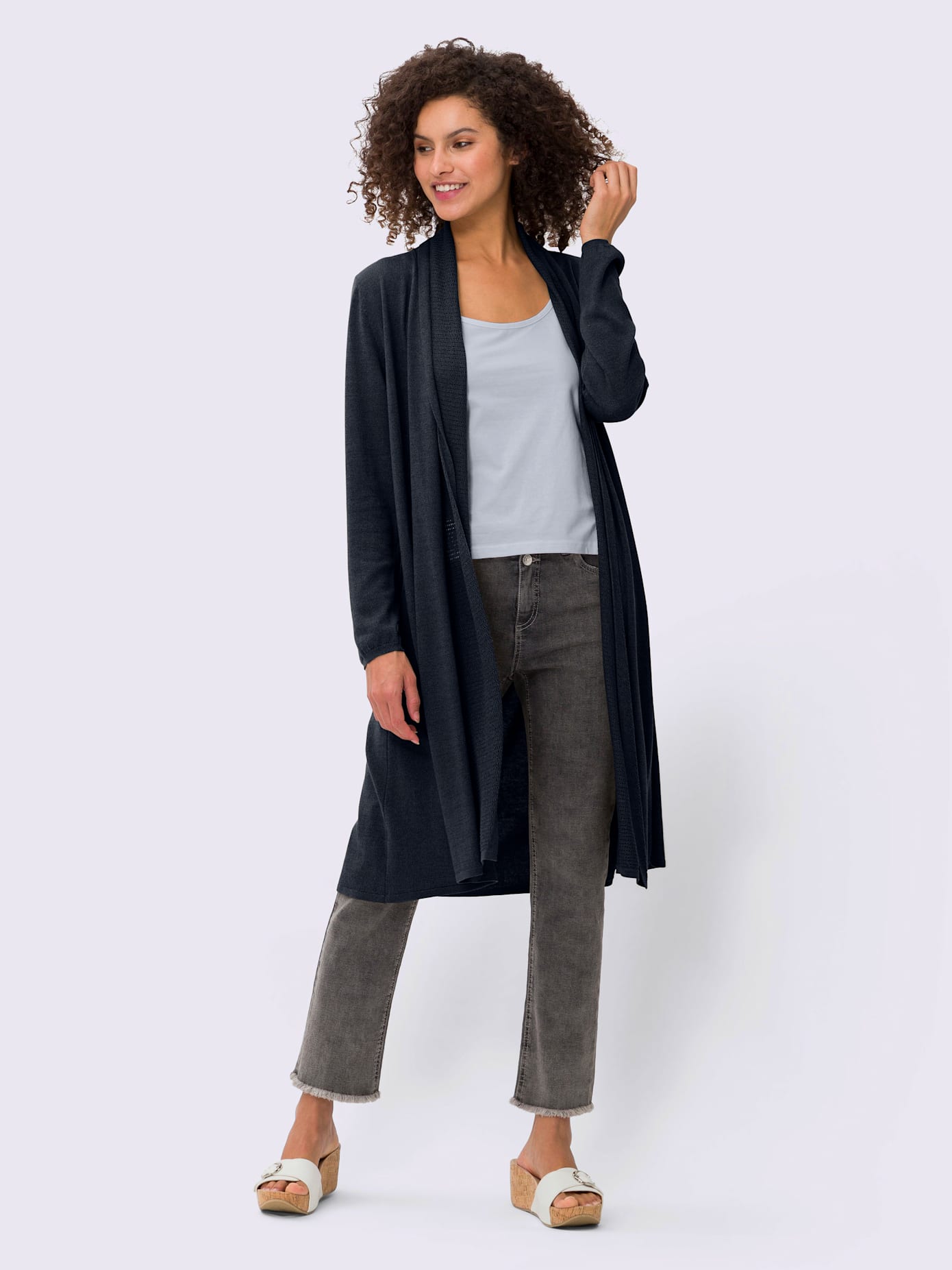 Manteau en tricot coupe dissimulante avec col châle