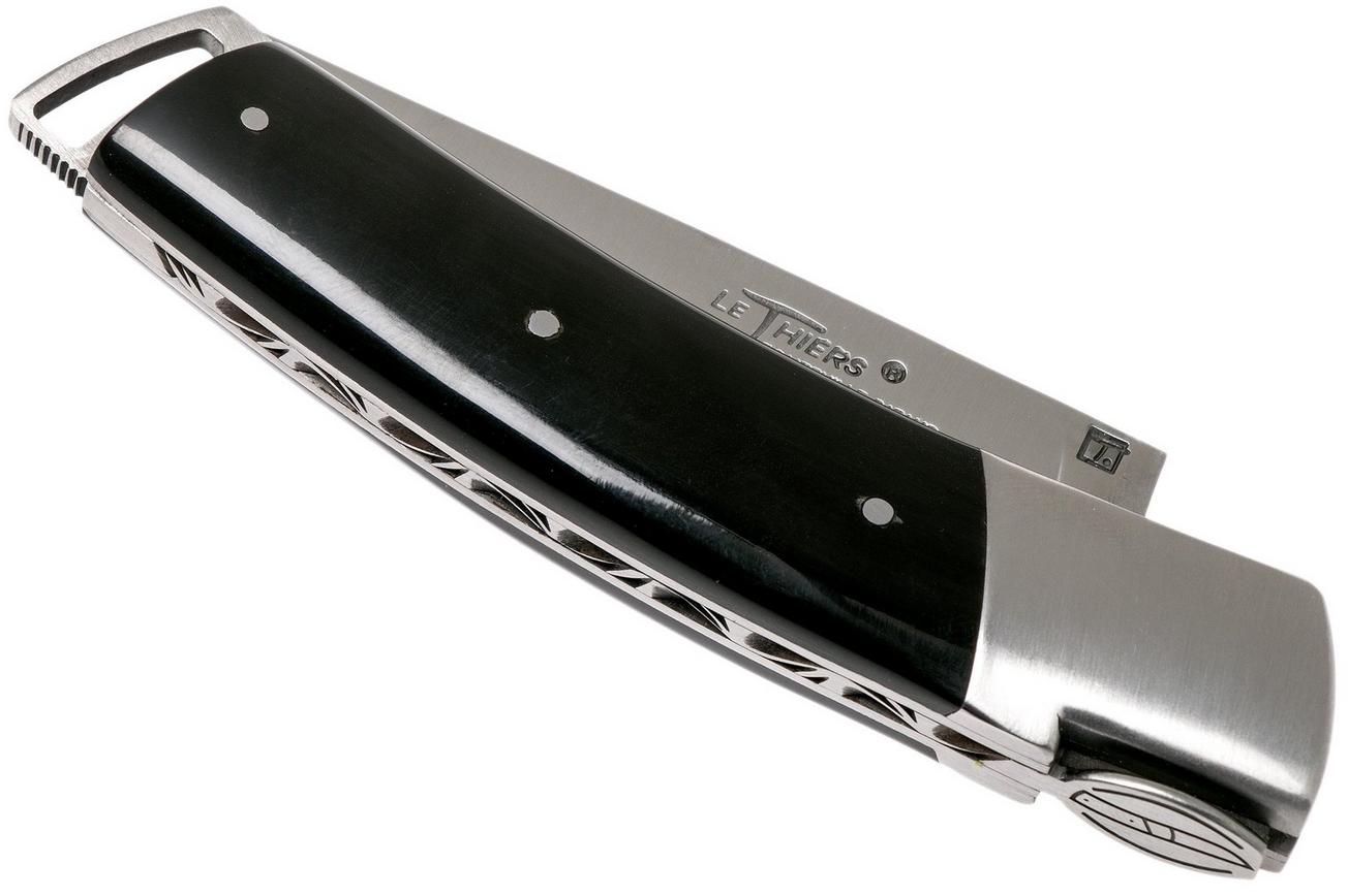 Le Thiers Gentleman zwart gepolijst buffelhoorn T9PCN zakmes by Fontenille Pataud