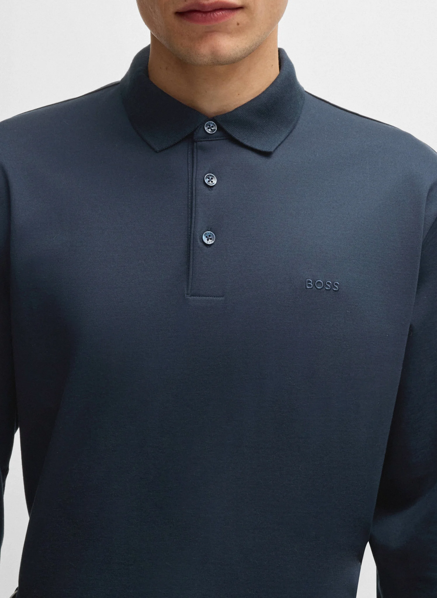 Polo col classique en coton| Bleu