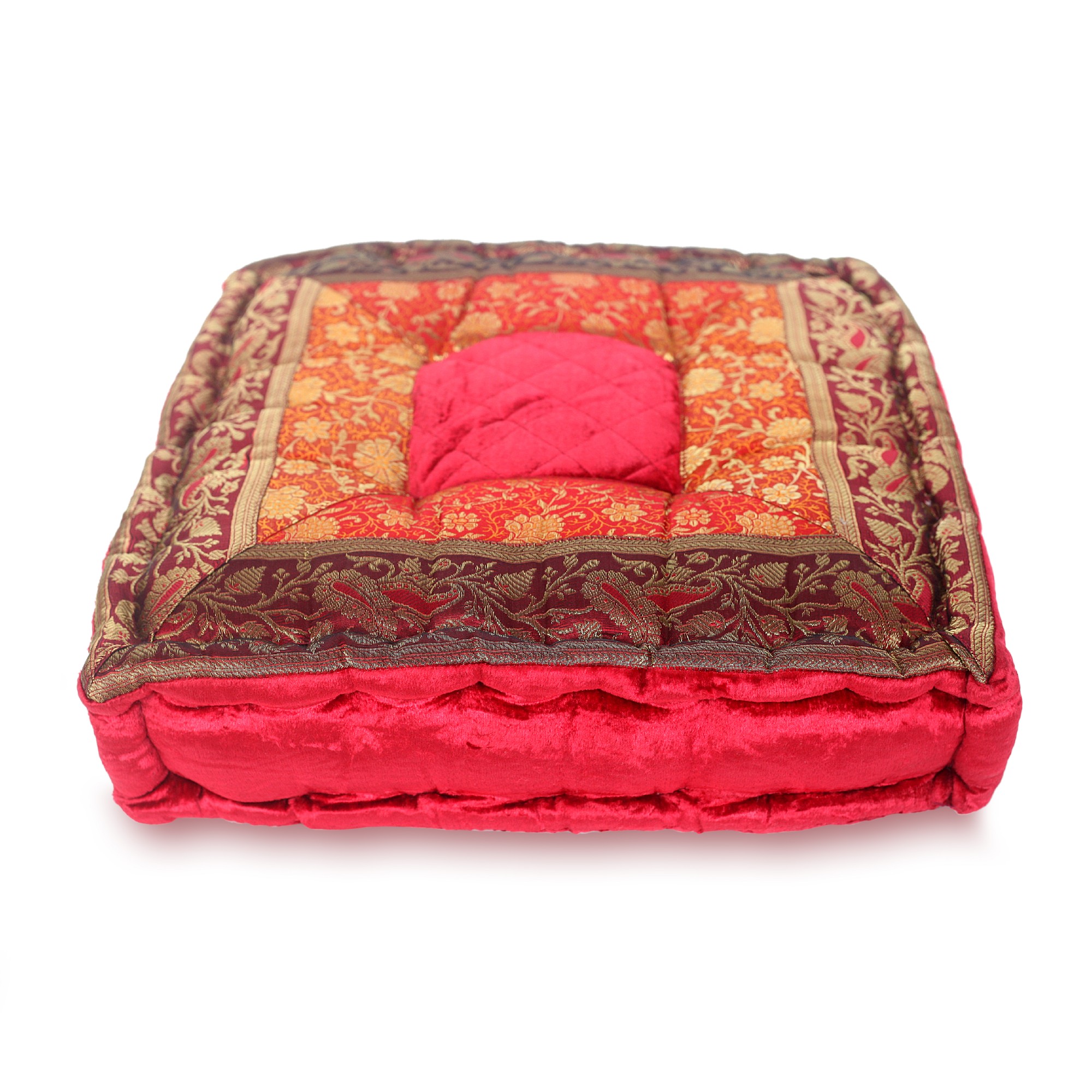 Sitzkissen, rot/orange/gold, L 40 cm, B 40 cm, H 10 cm von fischer's lagerhaus