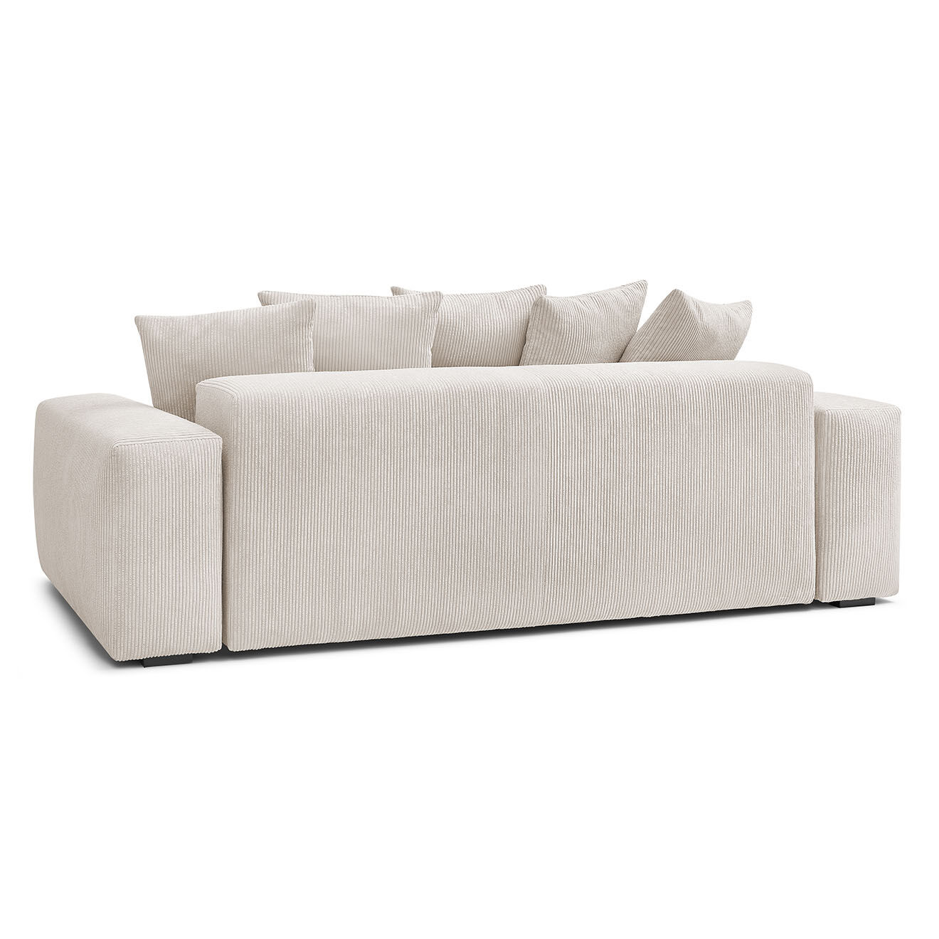 Bobochic Canapé droit fixe 3 places ultra moelleux voltaire velours côtelé beige - 280x124x75 cm