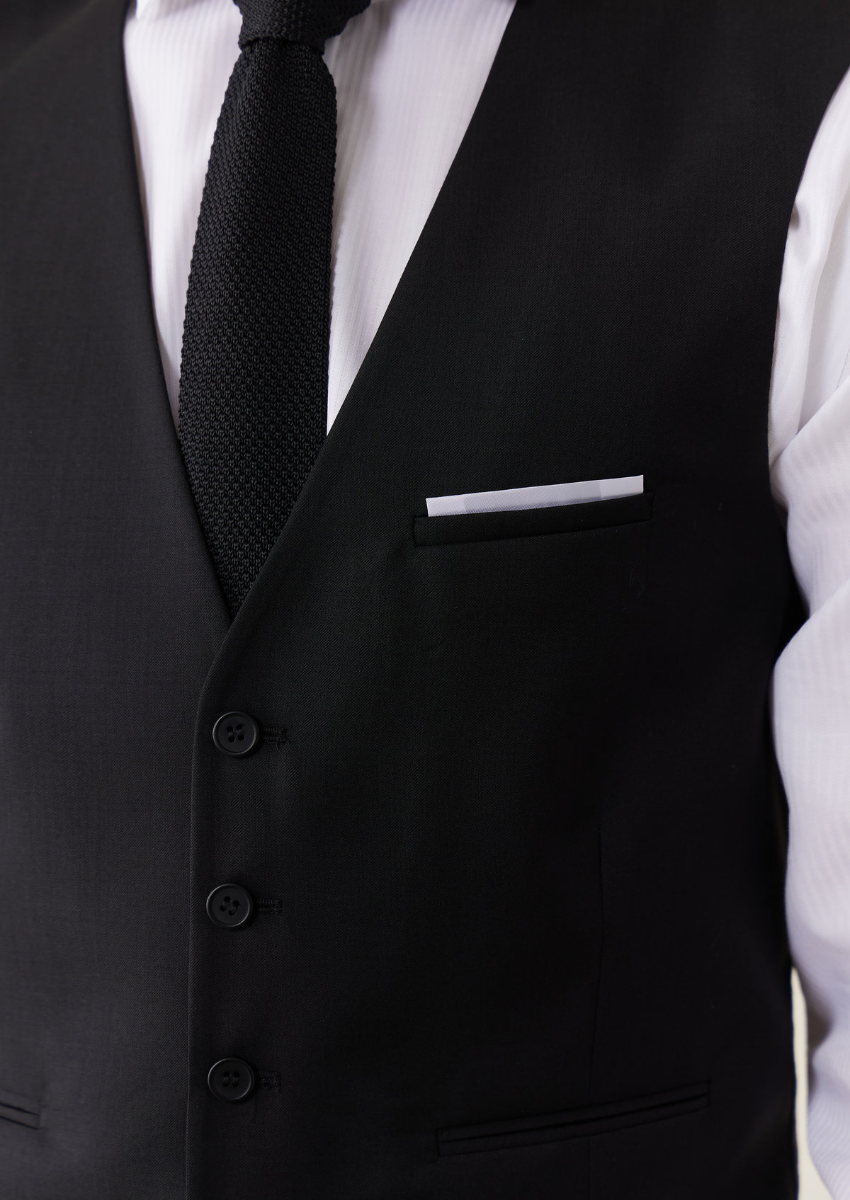 Gilet de costume en laine unie noire