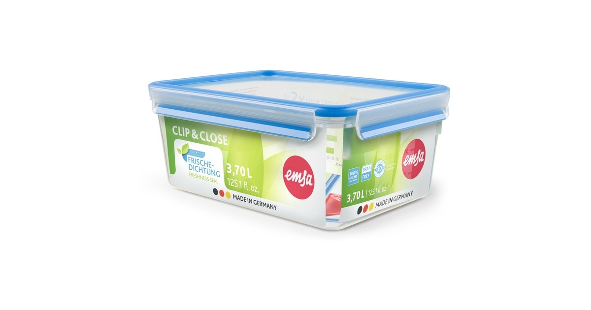 EmsaClip & Close vershoudbak, 3,7 L doos  (Transparant/blauw, rechthoekig)