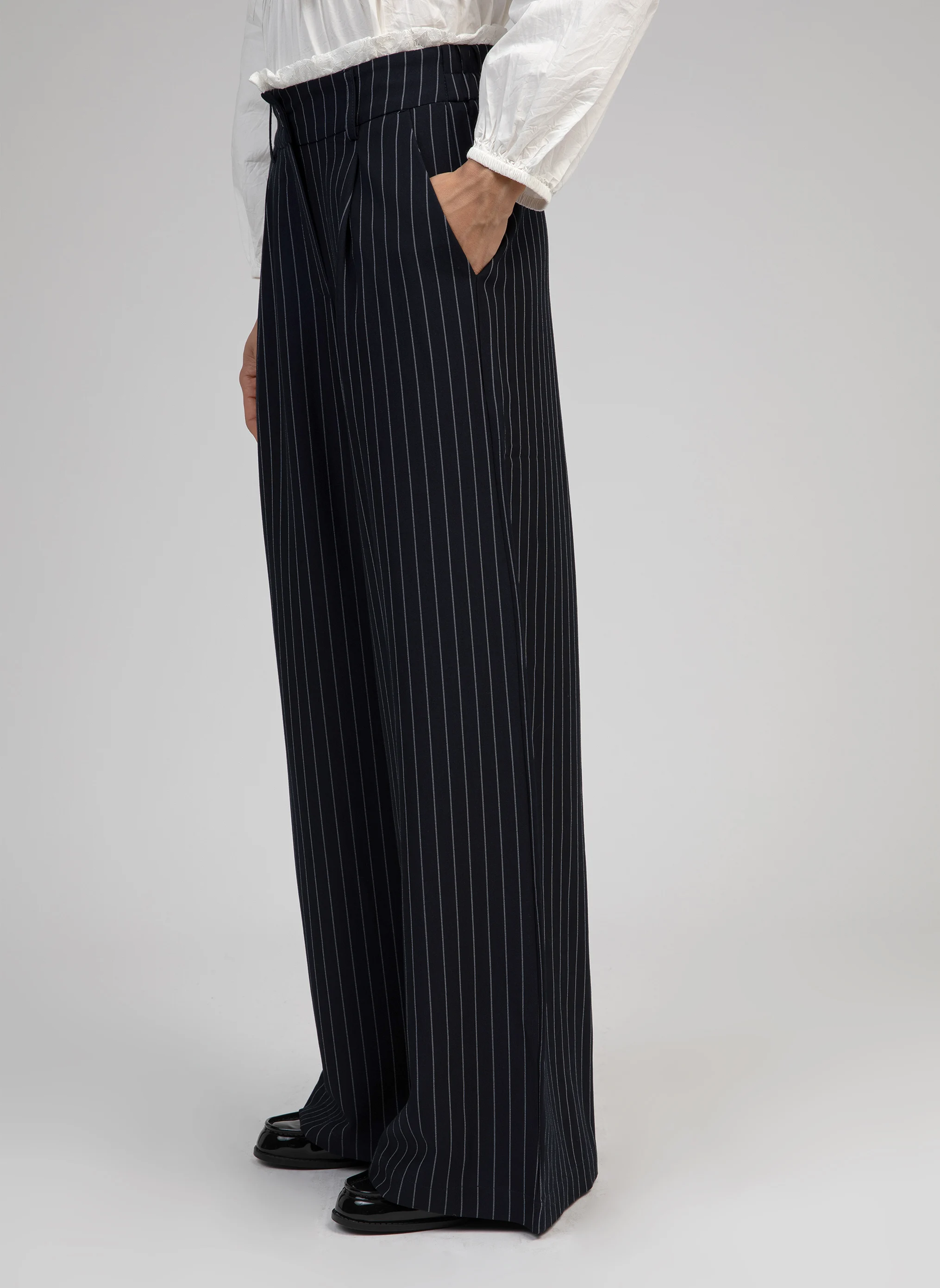 PANOVA - Pantalon large à rayures | Bleu