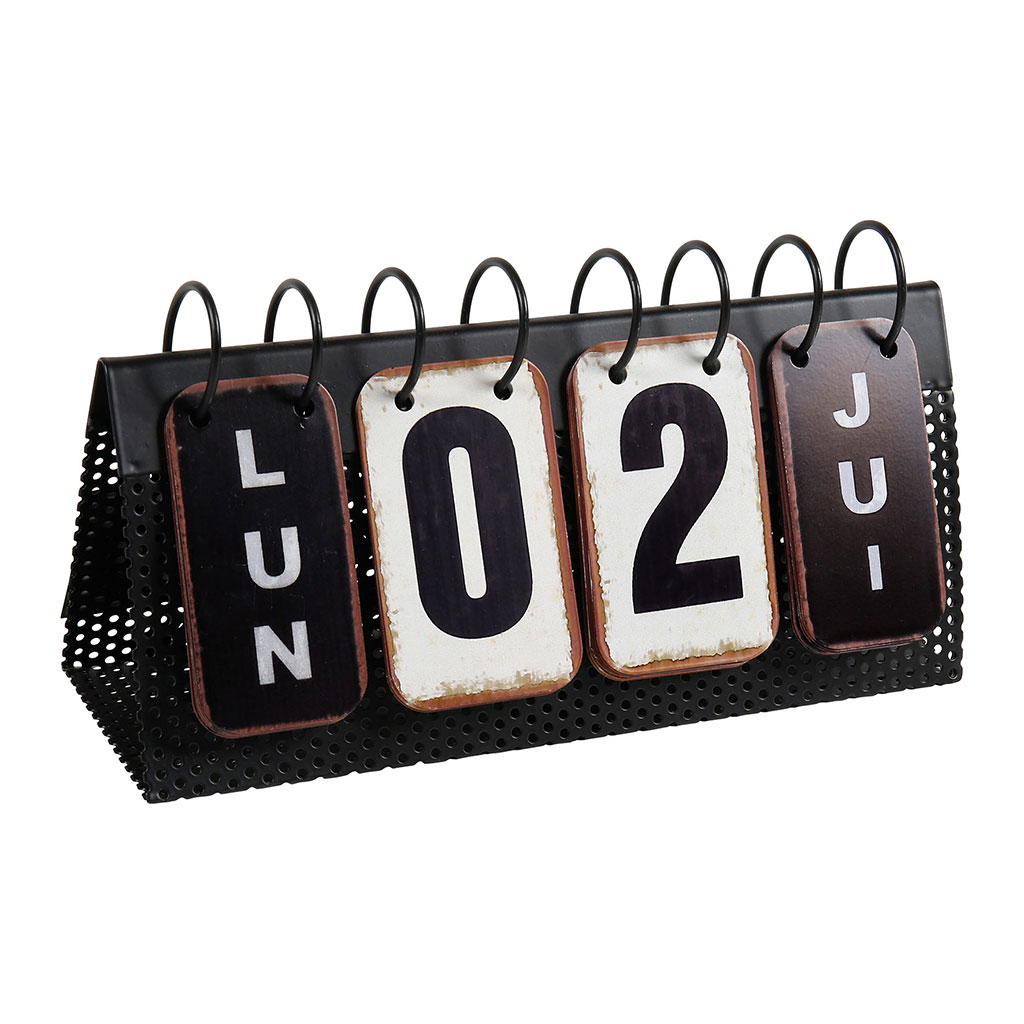 Calendrier style industriel en métal 27x14x9cm
