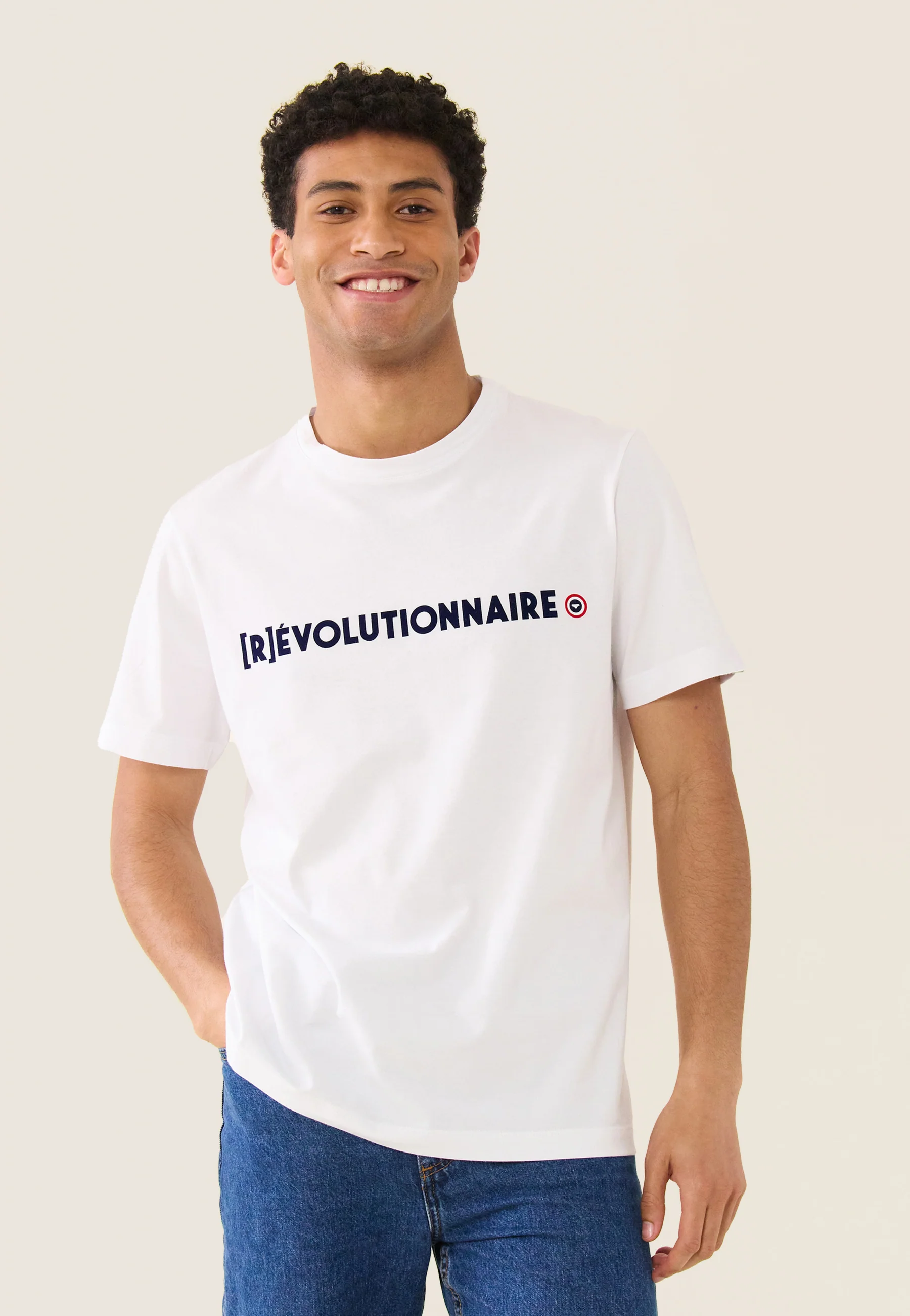T-shirt mixte col rond en coton-Jean-P Révolutionnaire Blanc