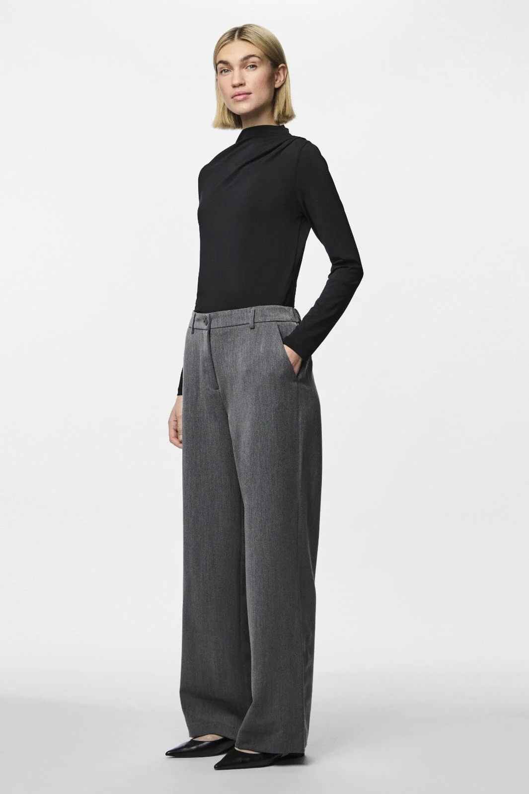 Pieces Pckamil Wide Pant 4673961 dark grey melange