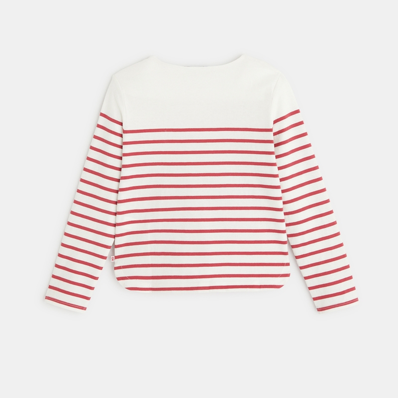 T-shirt marinière à personnaliser d'un cœur rose fille