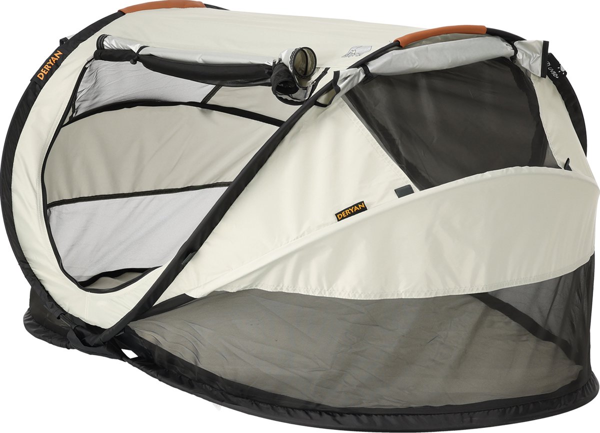 Deryan Peuter Luxe bedje met matras en leren handvatten - Ivory
