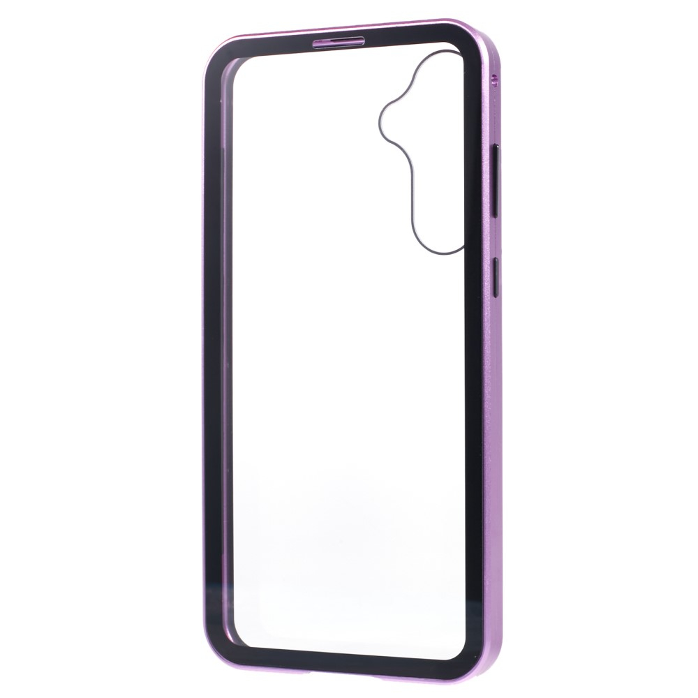 Samsung Galaxy A55 Magnetische Alu Schutzhülle mit Panzer Glas Backcover   Displayschutz (Magnet-Technologie) - Lila