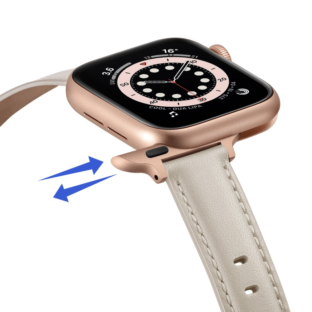 Apple Watch (42/41/40/38 mm) Echtleder Ersatz Armband mit Dornschliesse (Gelenkumfang 156-221 mm) - Beige / Roségold