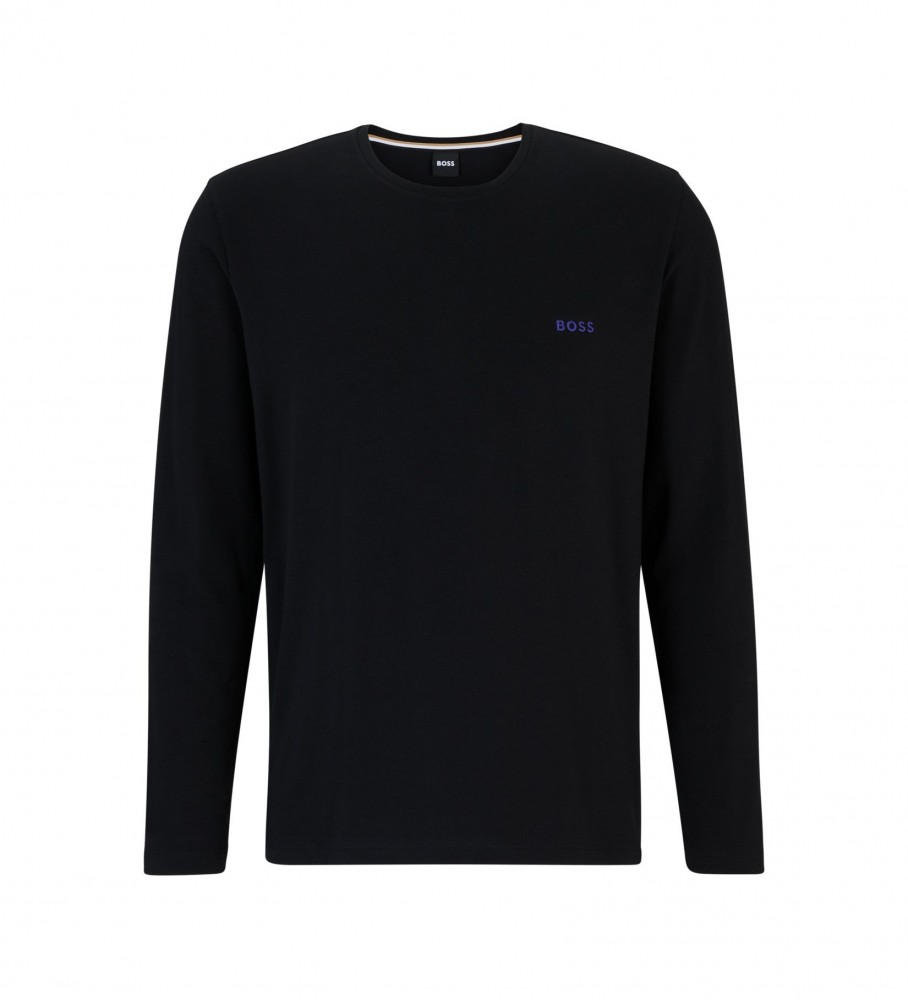 Pijama preto com camiseta BOSS Mix&Match e logo bordado