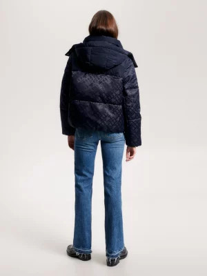 Jaqueta puffer de nylon reciclado com monograma TH de Nova York