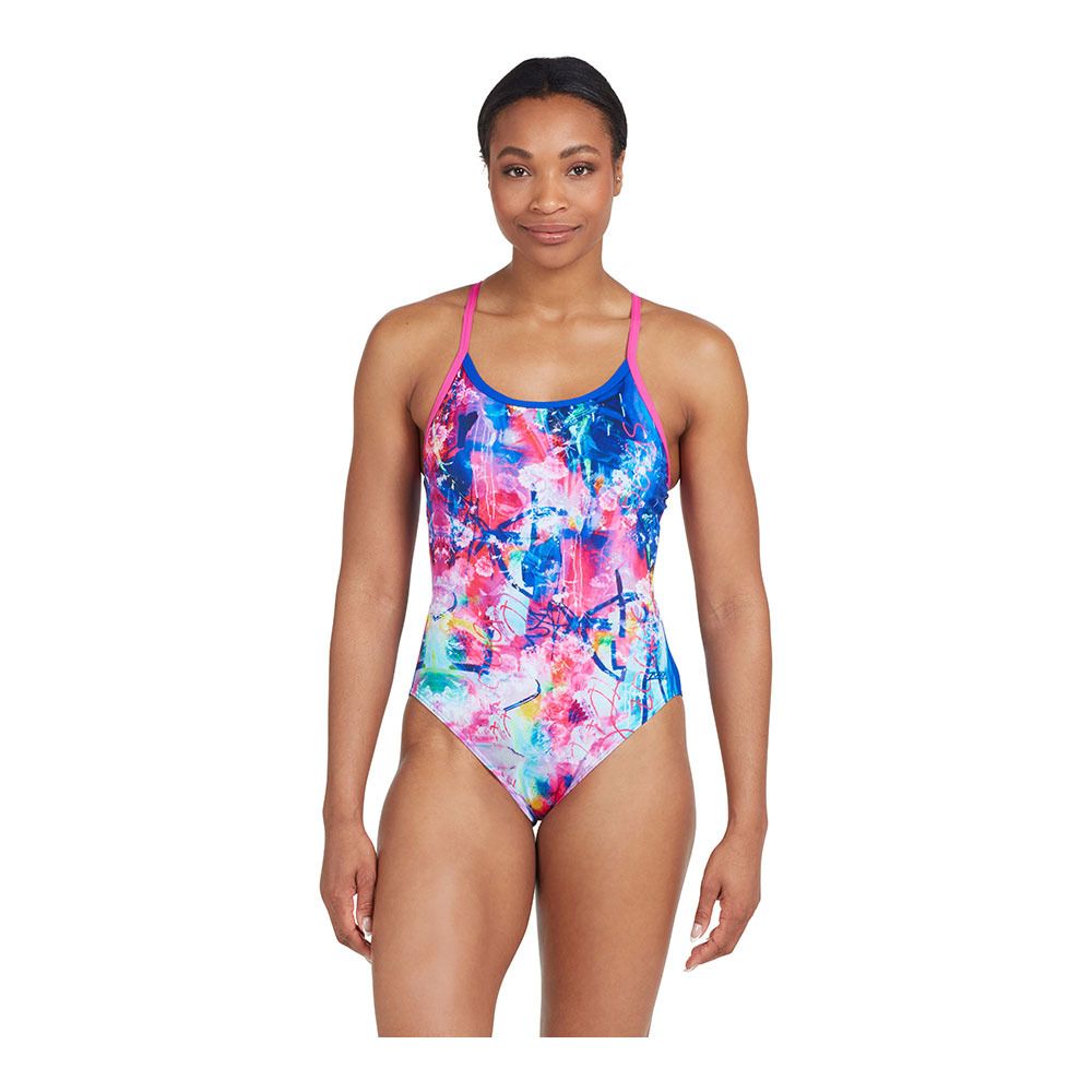 Zoggs SPRINTBACK - Maillot de bain 1 pièce Femme graffiti rose print