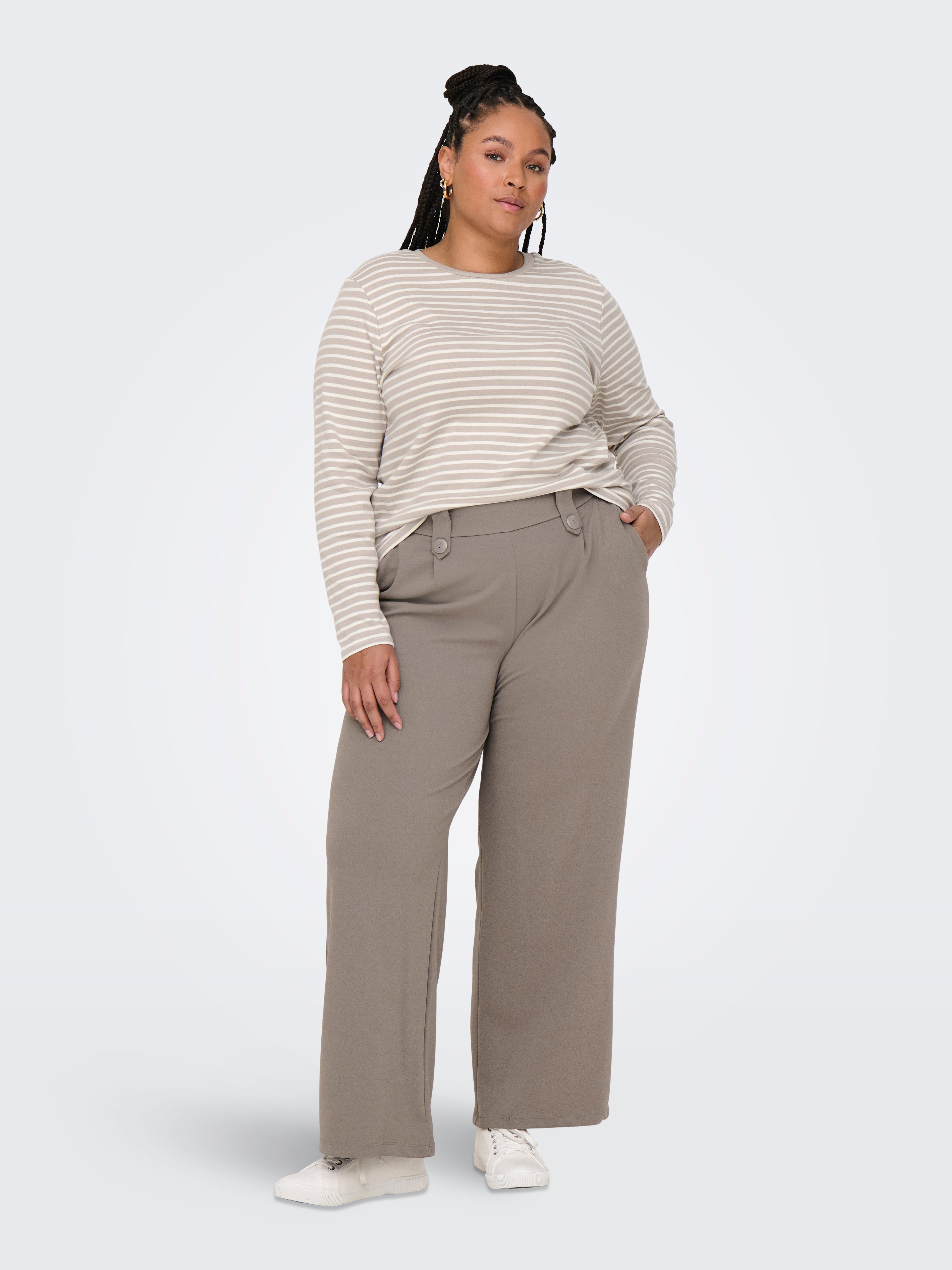 CARSANIA Normal geschnitten Hose mit weitem Beinschnitt Driftwood