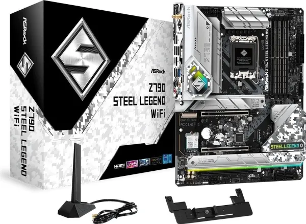 ASRock Z790 Steel Legend WiFi - Bundkort - ATX - LGA1700 sokkel - Z790 Chipset - USB-C 3.2 Gen 2x2, USB-C 3.2 Gen2, USB 3.2 Gen 2, USB 3.2 Gen 1 - 2.5 Gigabit LAN, Wi-Fi 6E, Bluetooth - onboard grafik (CPU påkrævet) - HD Audio (8-kanaler)