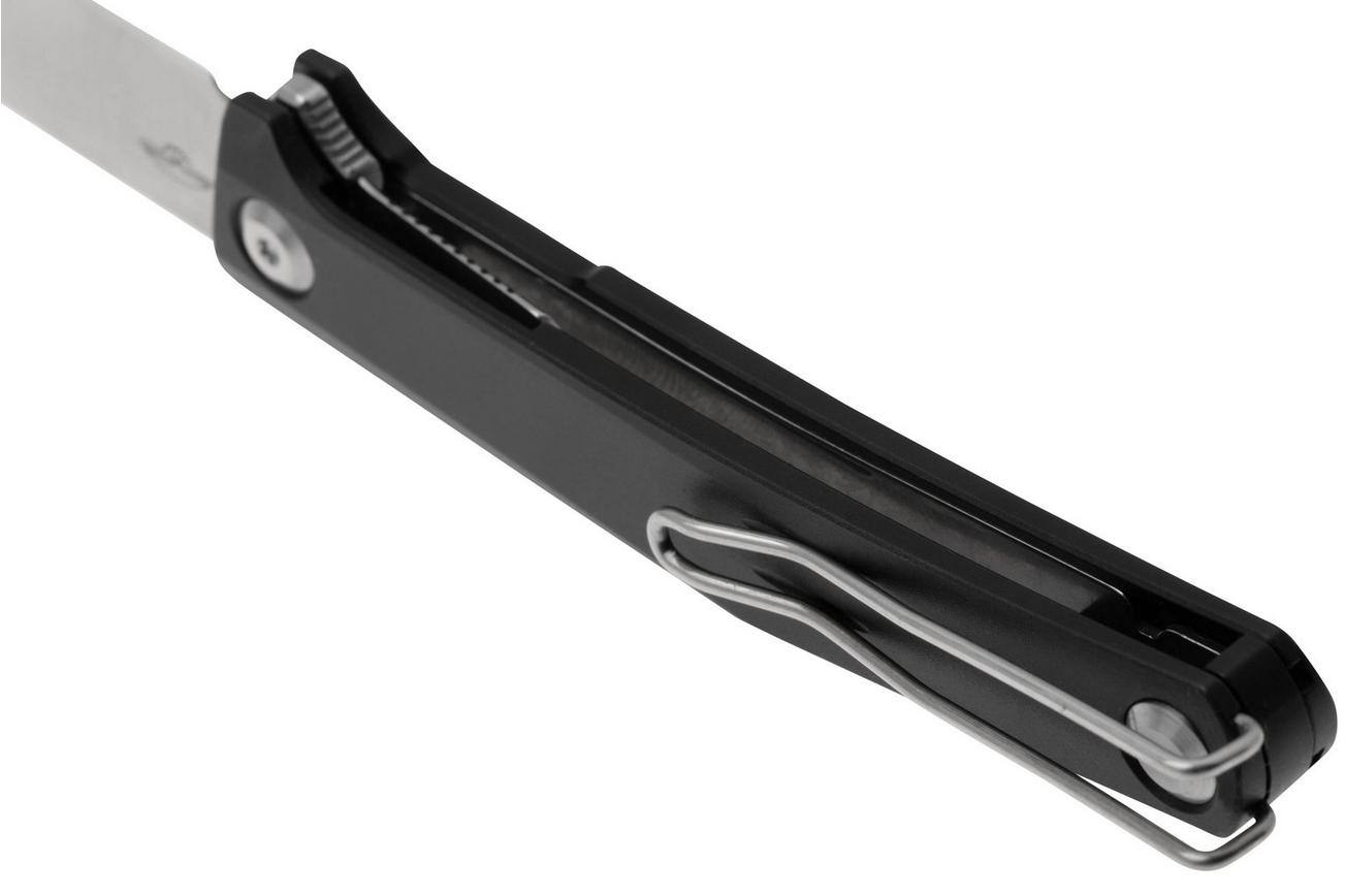 Real Steel Teres Flipper 7111BS Nitro-V Satin, Black Aluminum, zakmes, Poltergeist design