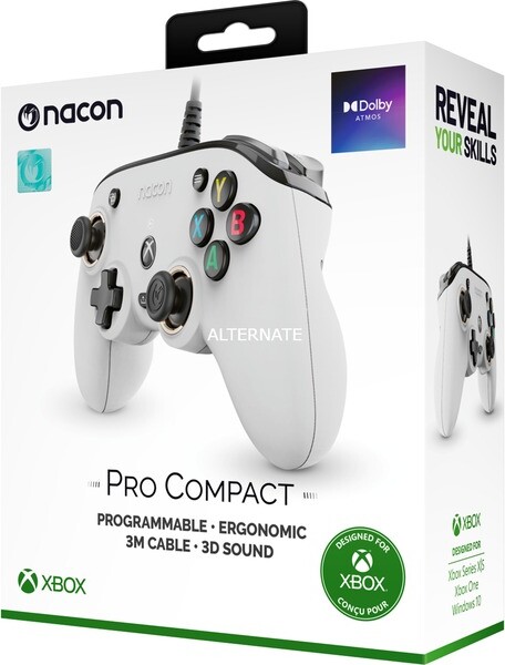 Nacon Pro Compact Controller - Xbox X/S/One + Pc - Hvid