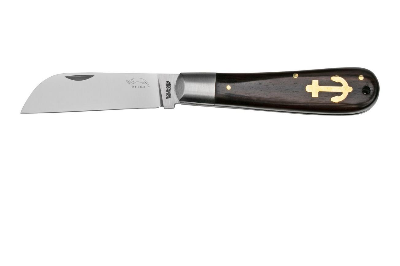 Otter Anchor Knife 173 m.L. Large Carbon, Grenadilla, Brass Anchor, zakmes