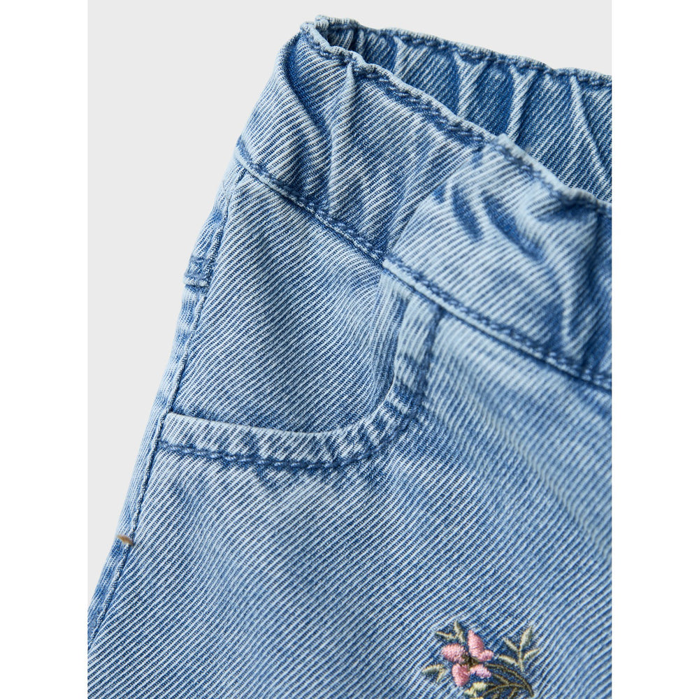 Køb Name It Light Blue Denim Rose Shaped Embroidery Jeans
