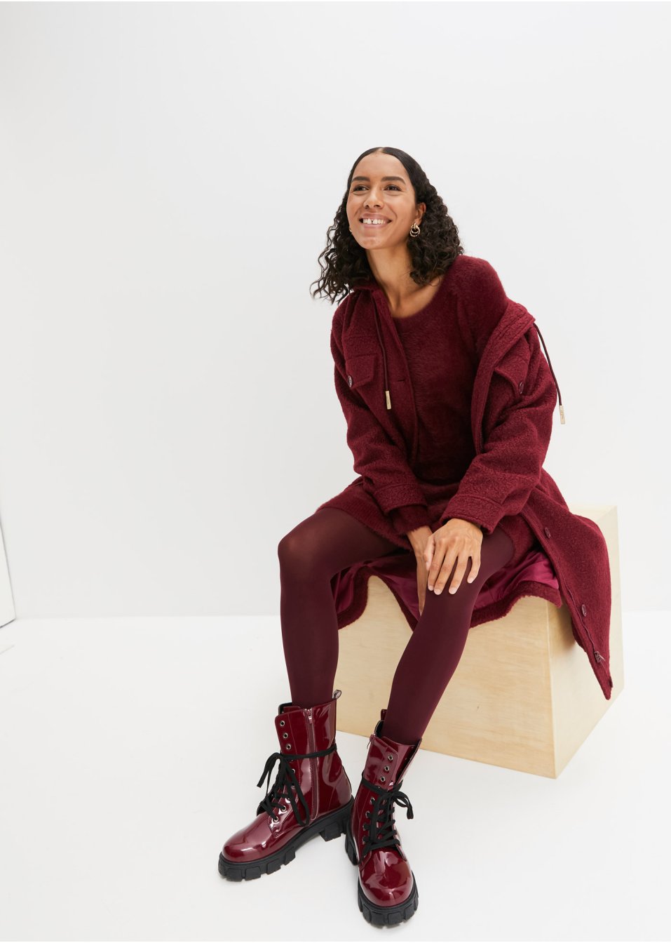 Manteau imitation laine avec poches