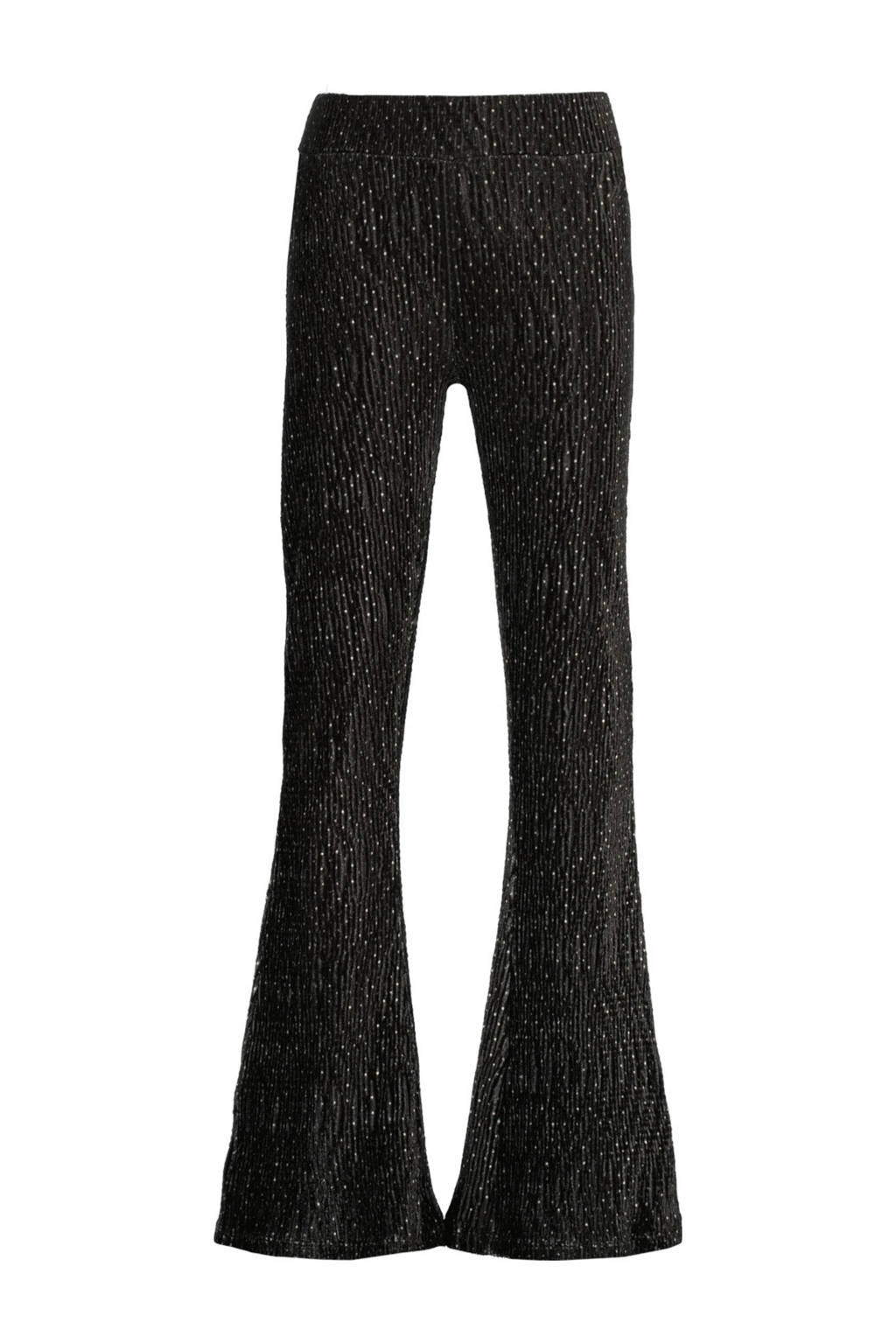 Vingino high waist flared broek Sanna met glitters zwart/goud