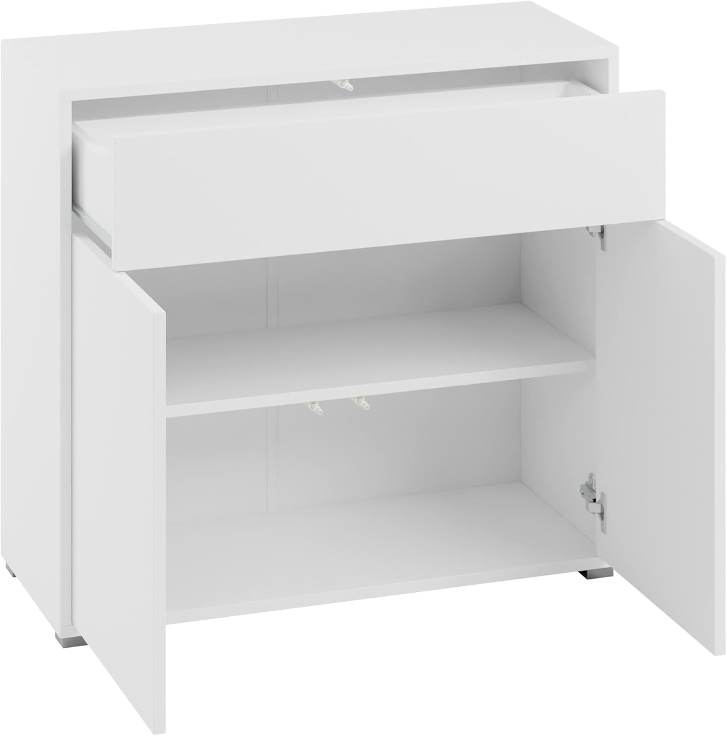 Mirjan24 Kommode mit Schublade Gesita 2D1SZ, Diele, Flur, Highboard, Mehrzweckschrank, Sideboard mit 2 Türen für Wohnzimmer, Push to Open (Cashmere)