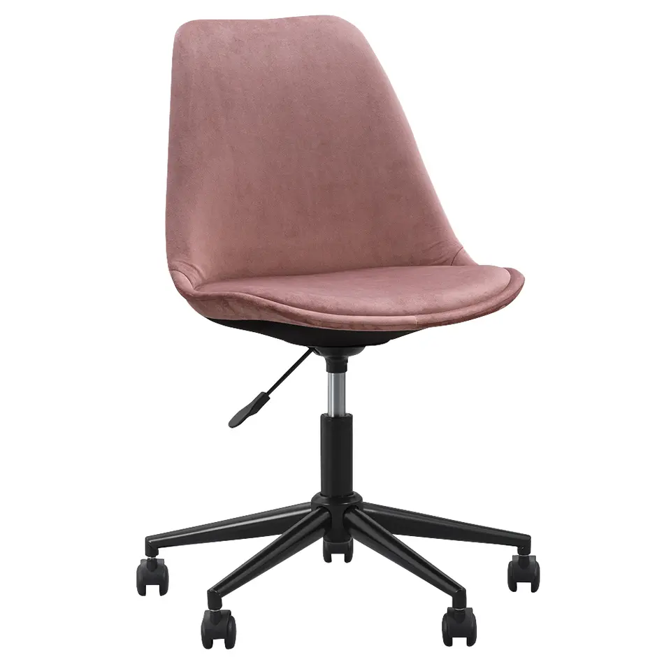 Bureaustoel Senja - velvet - roze - zwart metaal