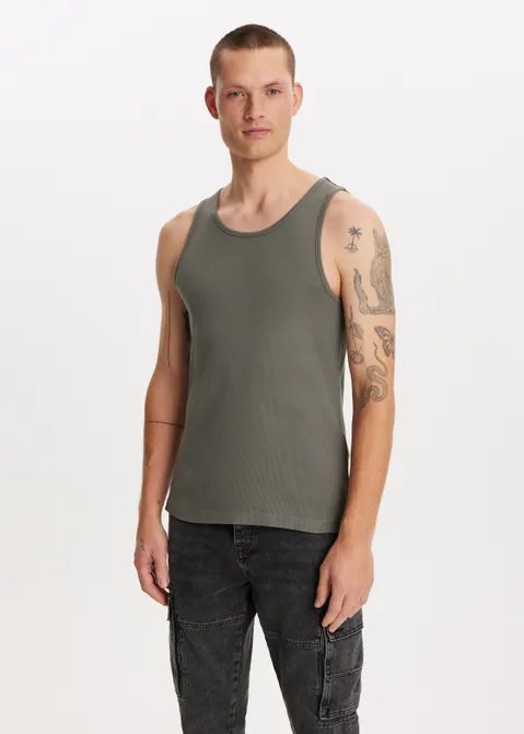 Basic tanktop rib groen (GRN.U)