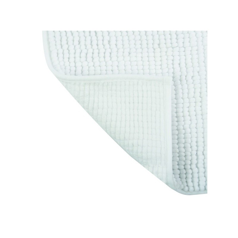 (40x60cm) Chenille Mikrofaser Badteppich Anti-Rutsch Dusch Matte Badewannen Vorleger (141614) - Weiss