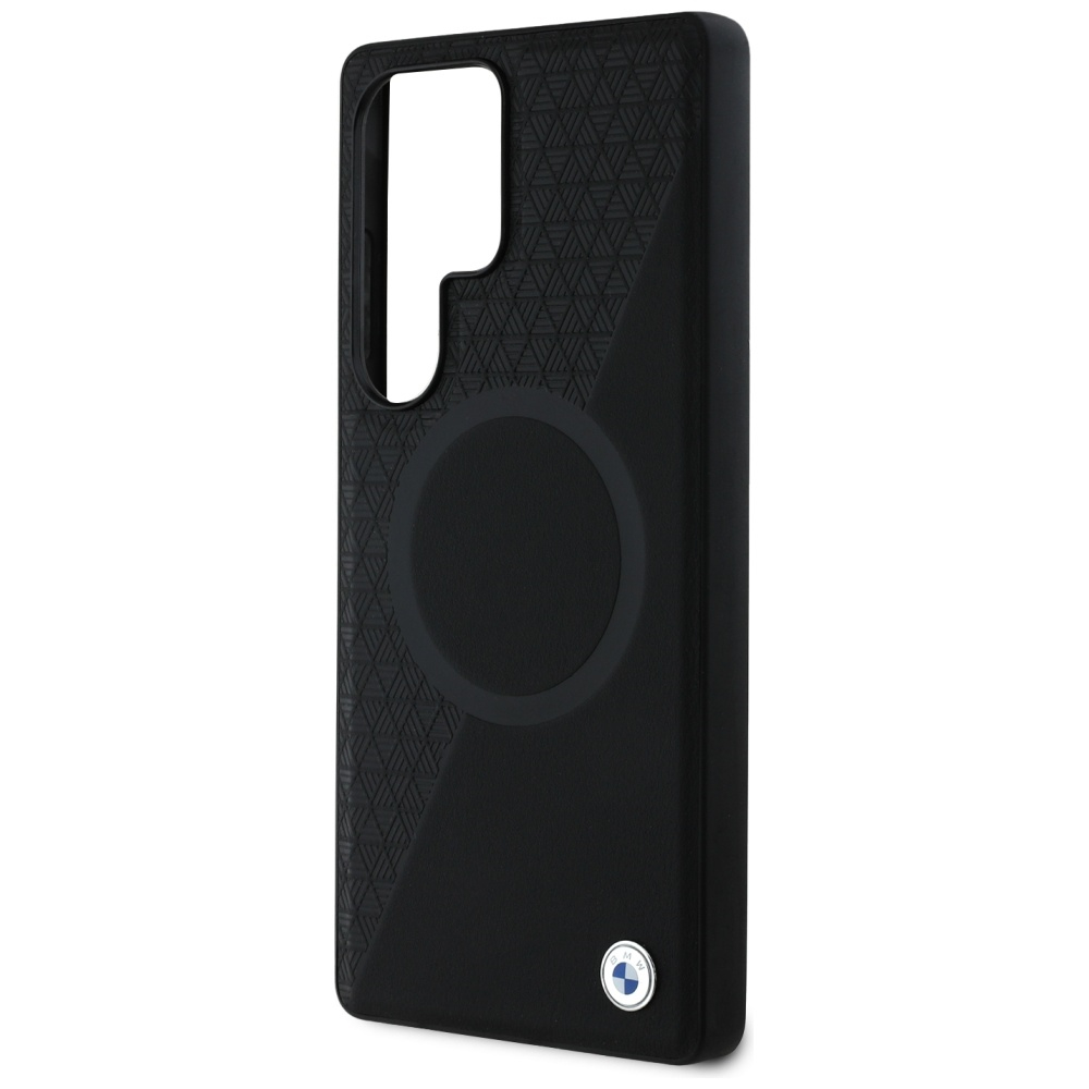 Samsung Galaxy S25 Ultra Leder Hardcase Hülle Half Textured & Circle MagSafe-Modul (BMHMS25L23RTPK) - Schwarz