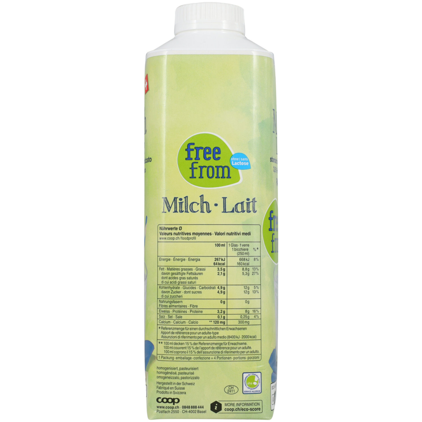 Free From Vollmilch 3,5% Milchfett pasteurisiert lactosefrei