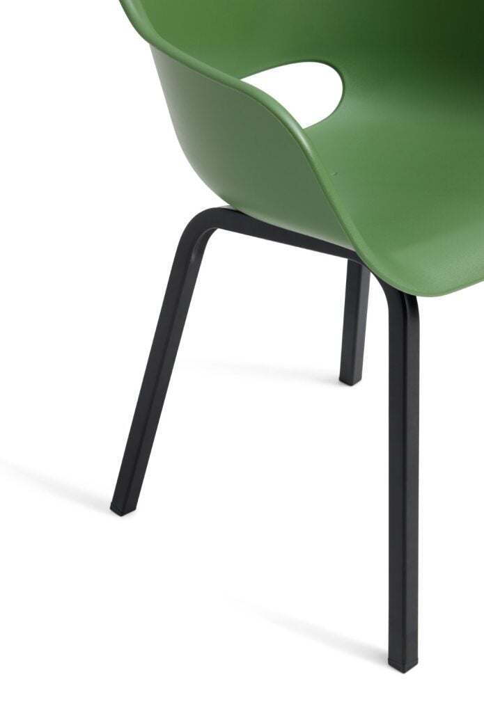 Keter Noa tuinstoel - 2 stuks - 55x56,5x80cm - metalen frame - olijfgroen - gerecycled plastic