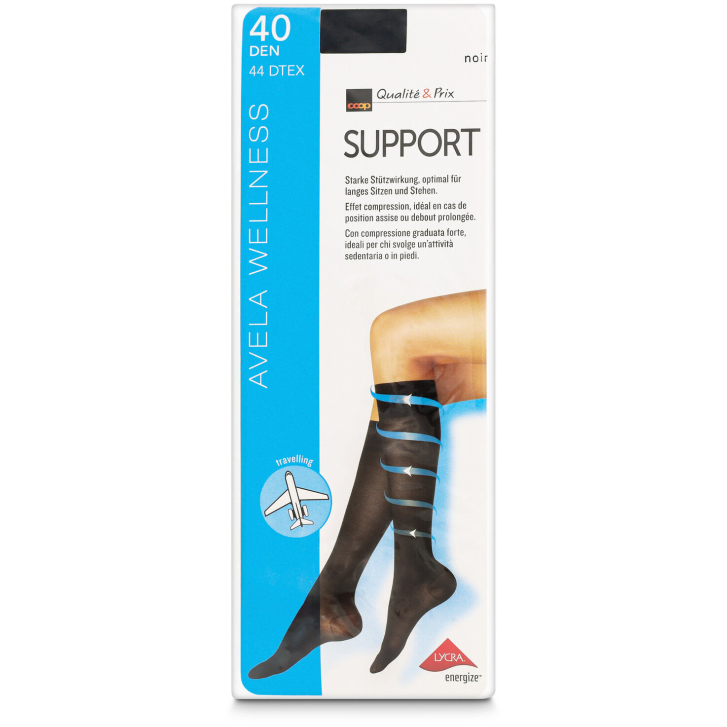Avela Kniestrumpf Support Noir