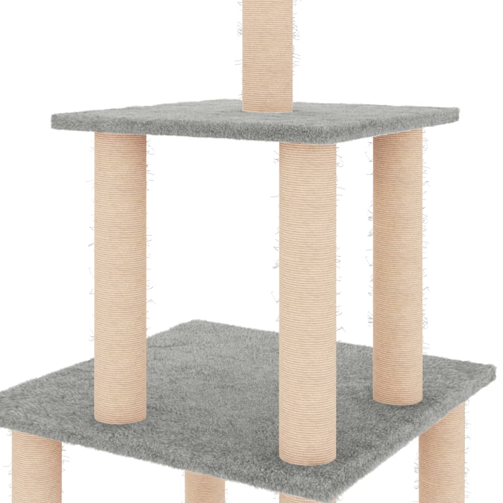 Arranhador para gatos vidaXL com postes de sisal cinza claro, 111 cm