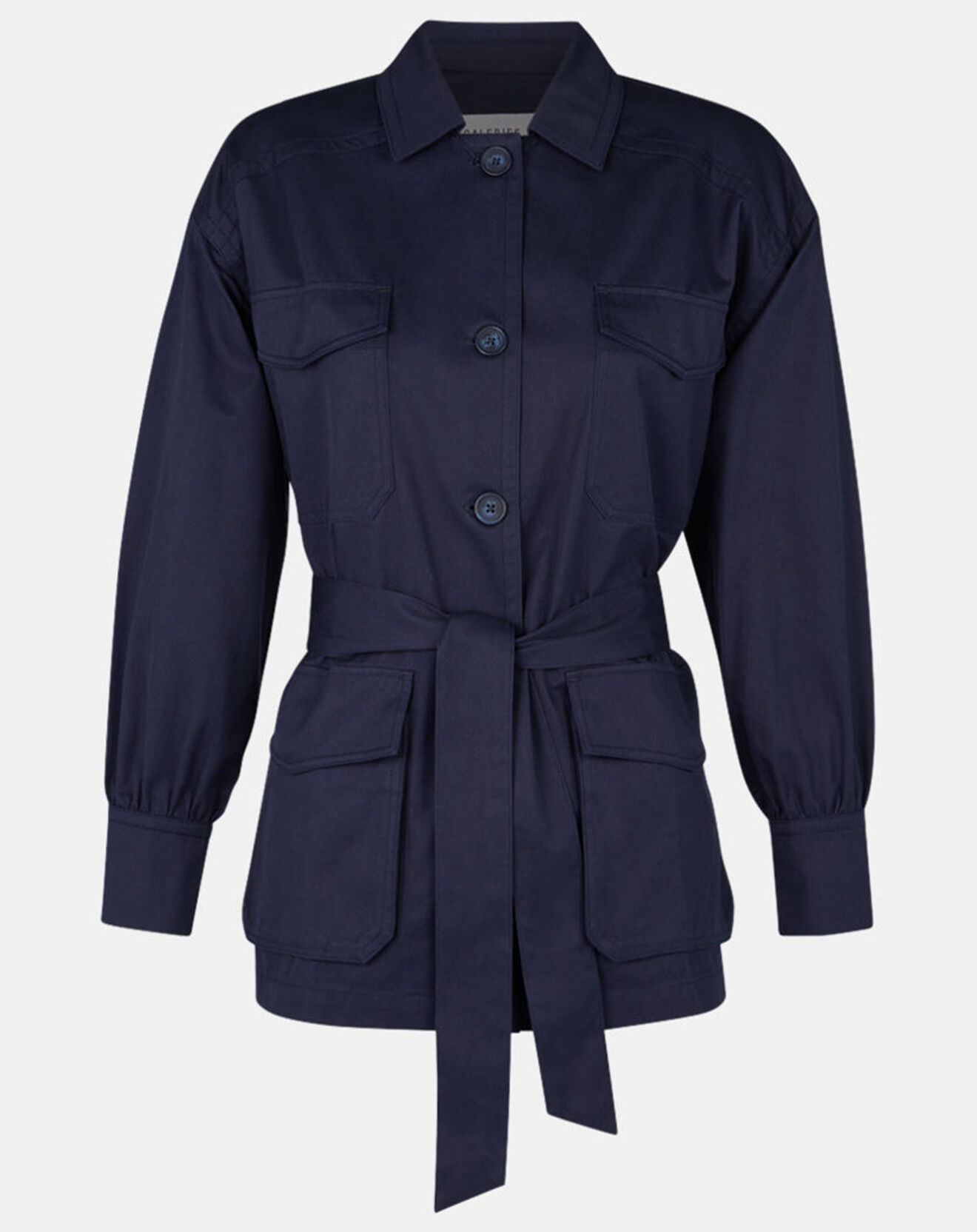 Galeries Lafayette Veste Saharienne en Coton épais bleu marine