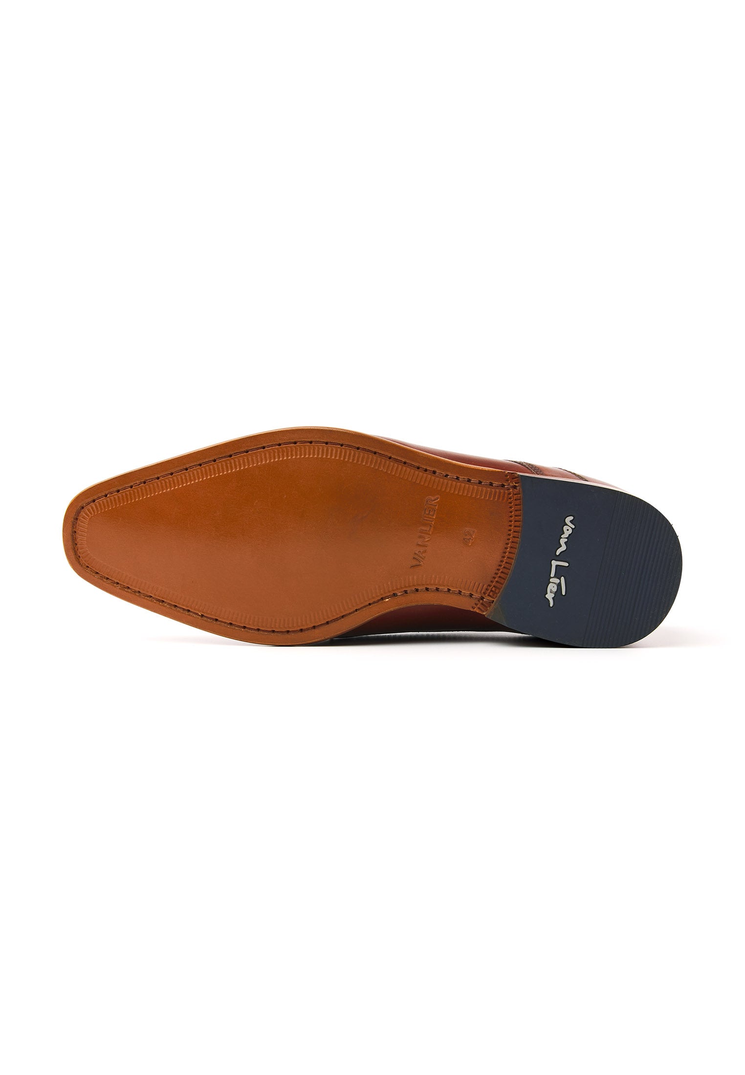 Cognac gladleren Rhodes veterschoen