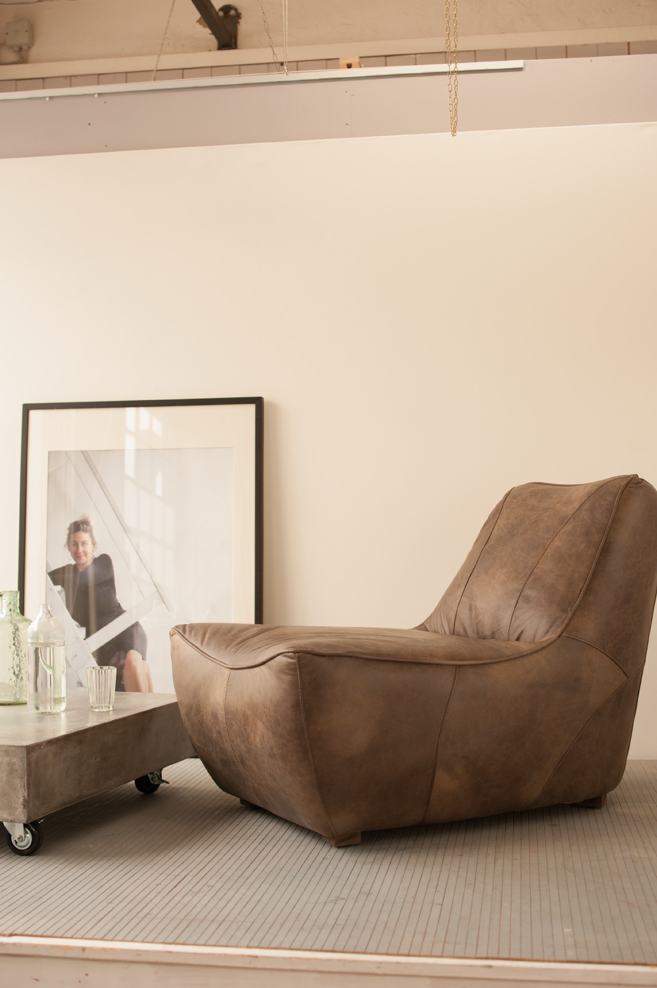 Ledersessel 'Callazzo' hellbraun, L 110 cm, B 71 cm, H 77 cm von fischer's lagerhaus