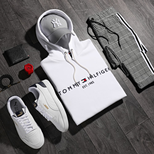 Pantalon Carreaux Avec Bandes T3296 Gris Noir Blanc