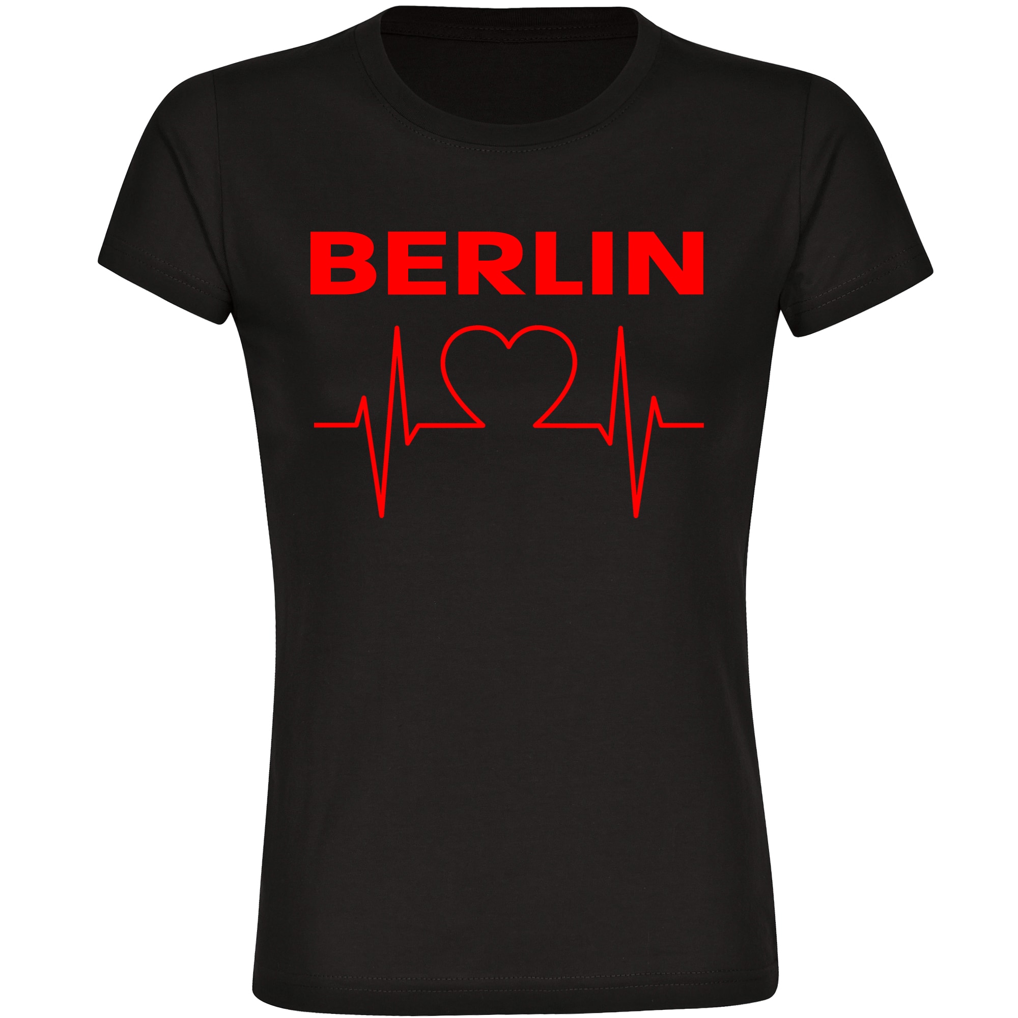 multifanshop® Damen T-Shirt - Berlin rot - Herzschlag - Druck rot