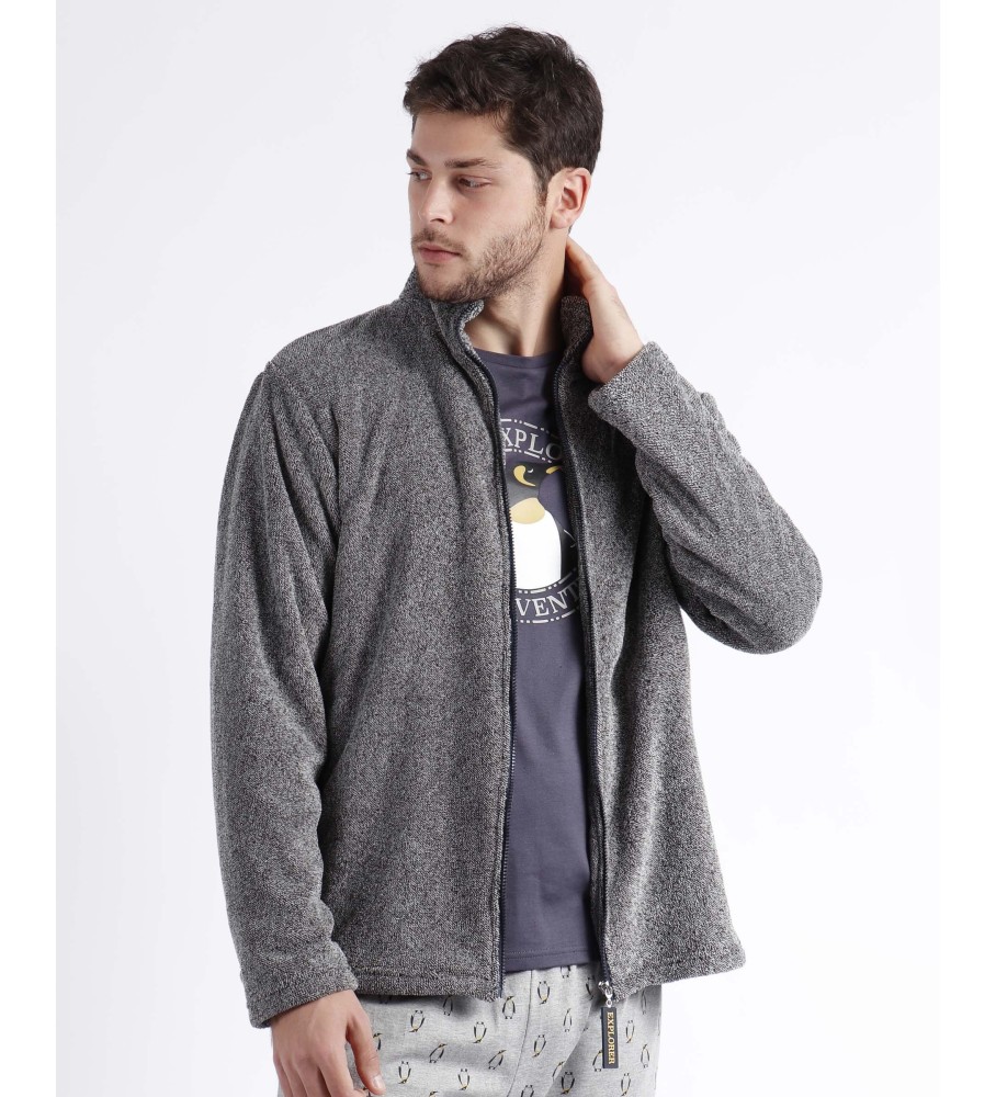 Robe Admas Explorer de manga comprida e quente, cinza