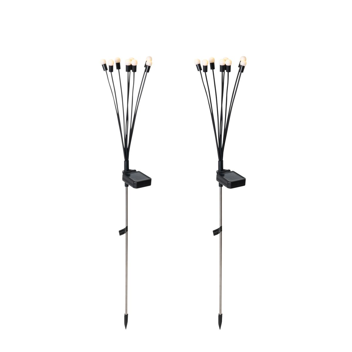 Set van 2 buitenlampen zwart incl. LED met solar en grondpin - Fire Fly