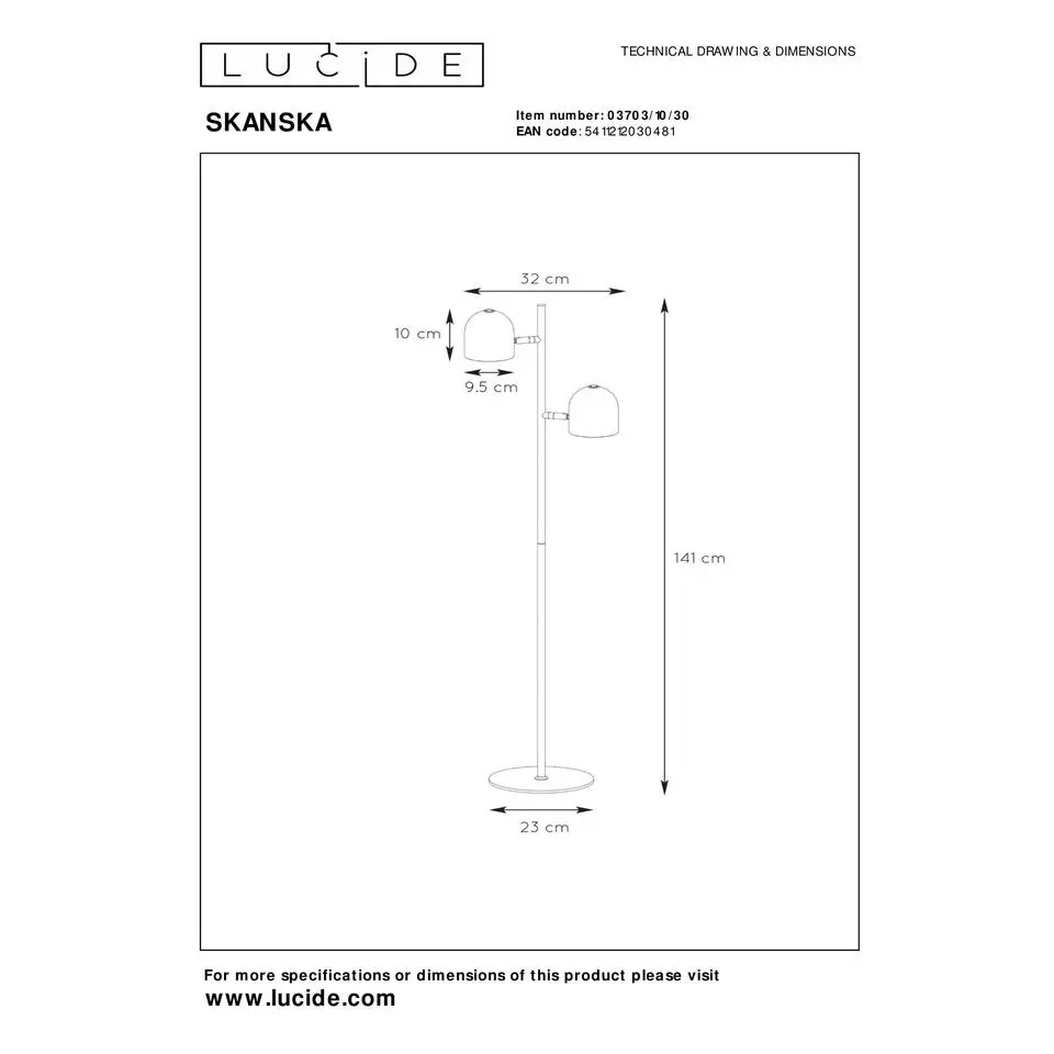 Lucide SKANSKA Vloerlamp - Zwart