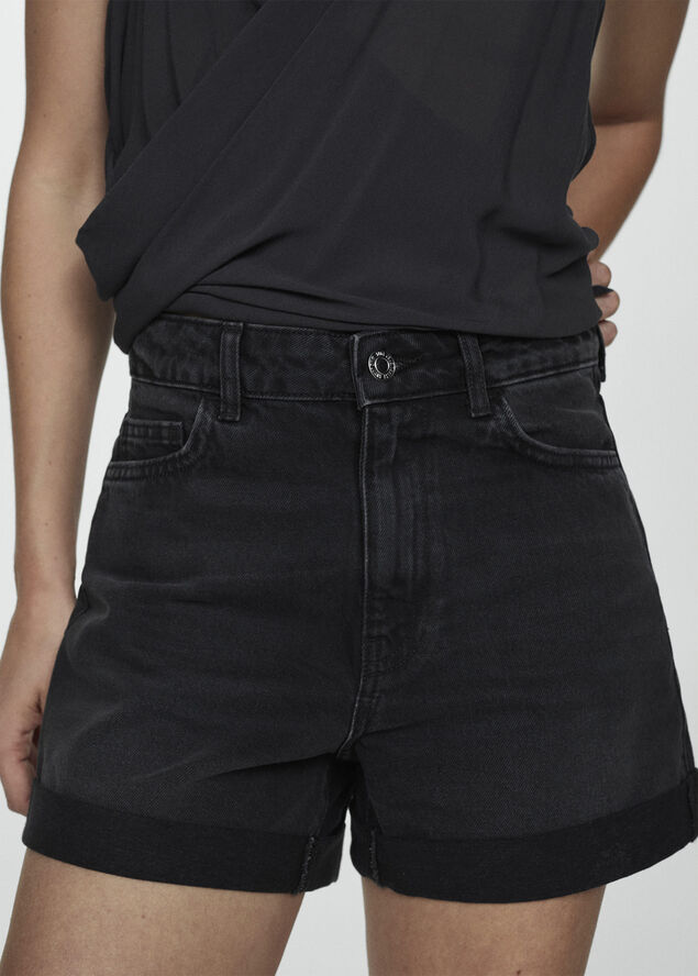 MANGO Mom-fit denim shorts Open grey
