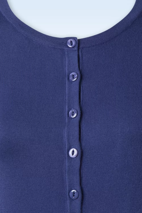 Zilch Round Neckline cardigan in violetblauw