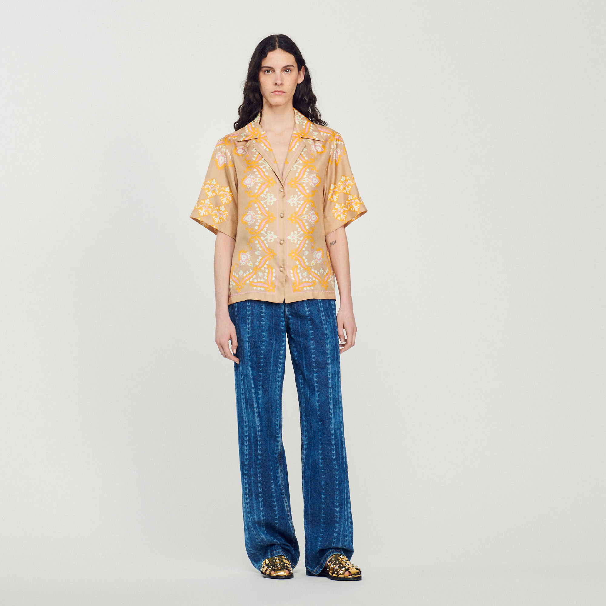 Chemise en soie imprimee