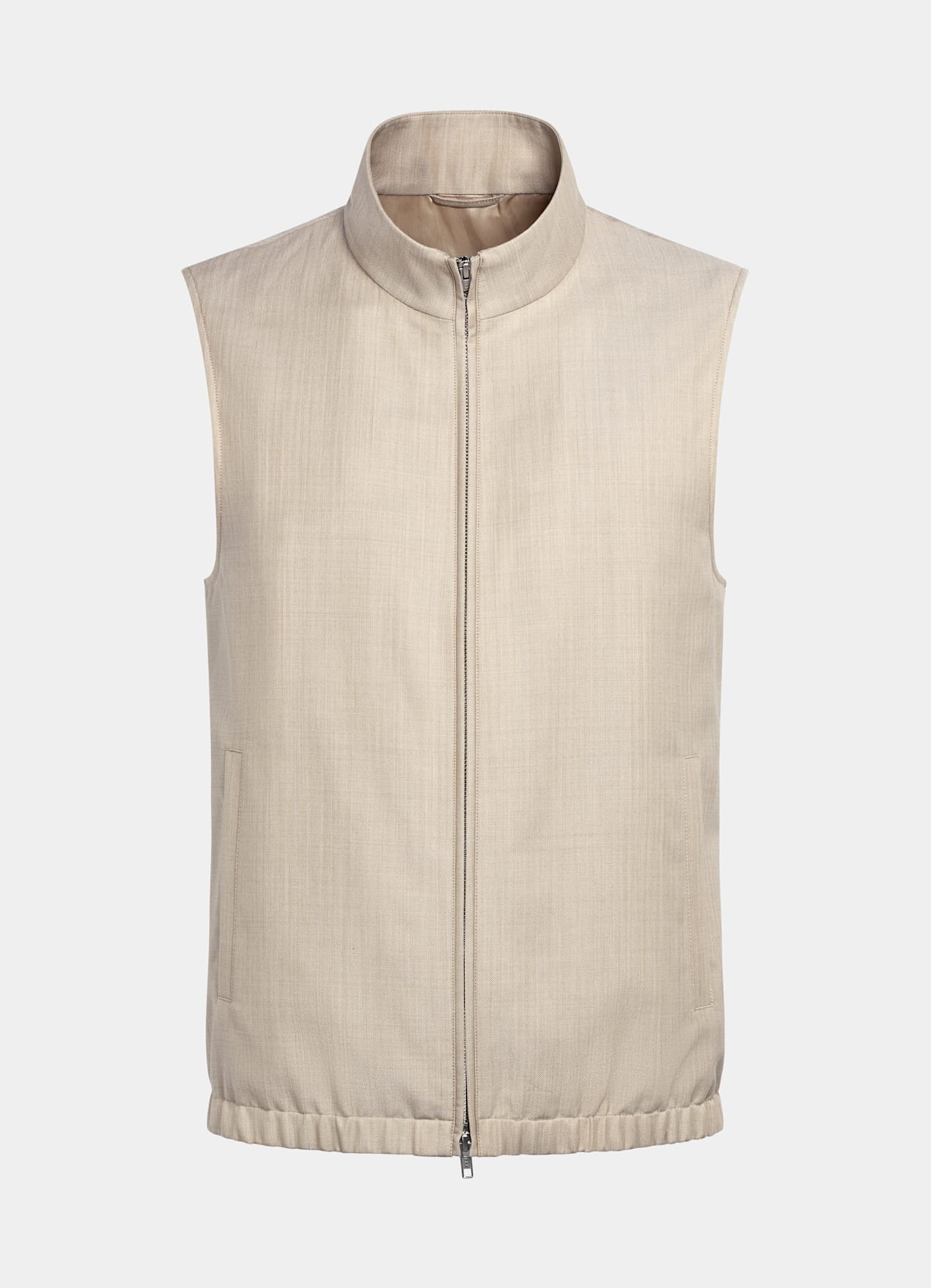 Veste sans manches zippée sable à chevrons