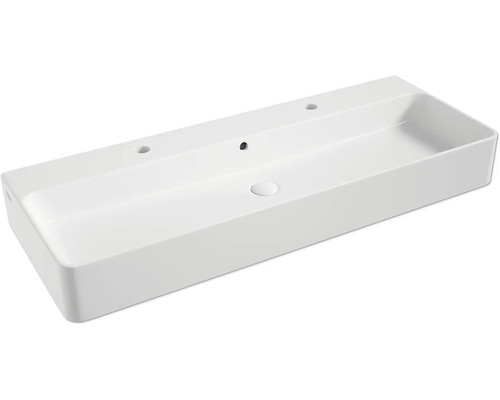 Jungborn dubbele wastafel THREE 1100 x 420 mm wit glanzend incl. keramische afvoerplug