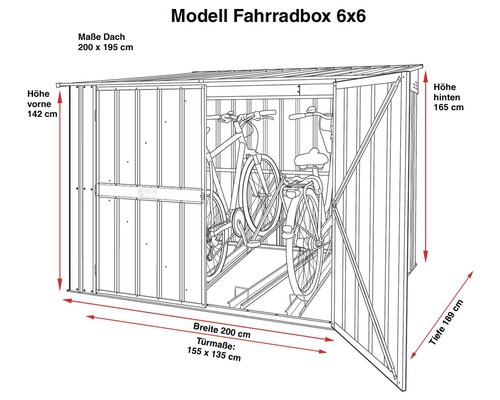 GLOBEL 6x6 fietsenstalling met fietsdrager 200x189 cm antraciet