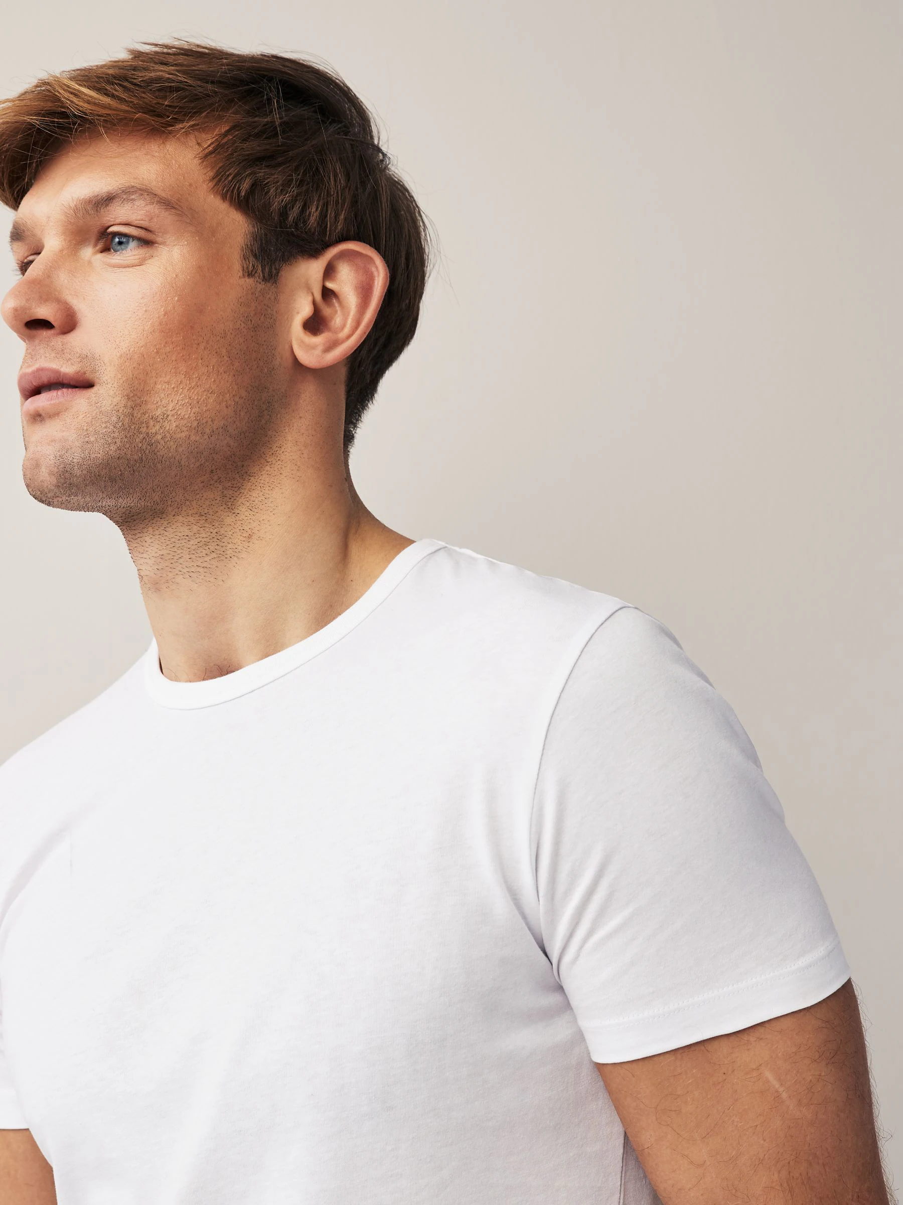 Wit - Slim Fit - Set van 2 100% katoenen T-shirts met laagjes